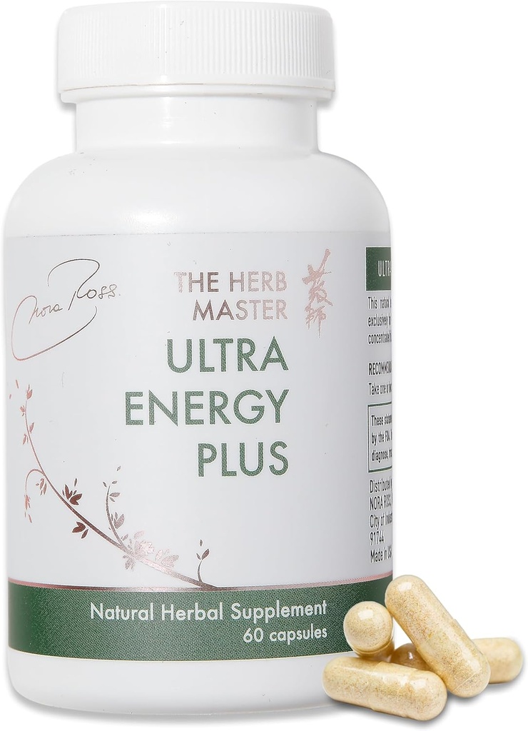Nora Ross Ultra Energy Supplement, πλούσια σε θρεπτικά συστατικά & βιταμίνες, ανοσοενισχυτικό για άνδρες και γυναίκες, υποστηρίζει & διατηρεί υγιή ενέργεια & Stamina, μη ΓΤΟ 60 κάψουλες