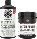 Left Coast Performansı %100 Coconut MCT Oil Liquid, 32oz + Chocolate Keto MCT Toz, Collagen & Prebiyotik Fiber, 16oz