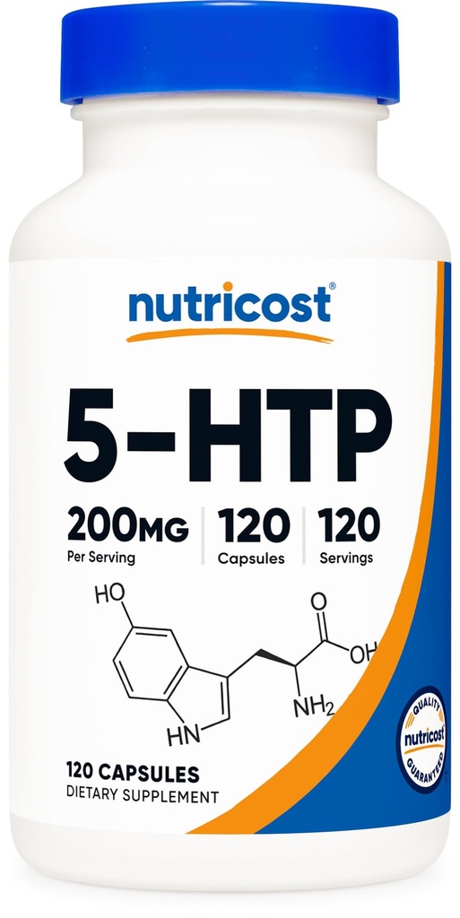 Nutricost 5-HTP 200 mg, 120 Vegetarian Capsules (5-Hydroxytryptophan) - Non-GMO & Gluten Free