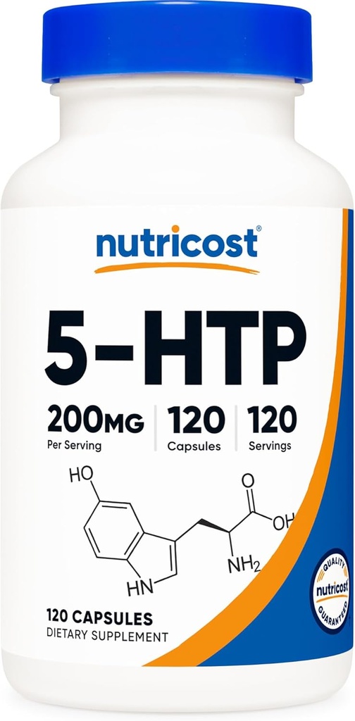 Nutricost 5-HTP 200 mg, 120 Vegetarian Capsules (5-Hydroxytryptophan) - Non-GMO & Gluten Free