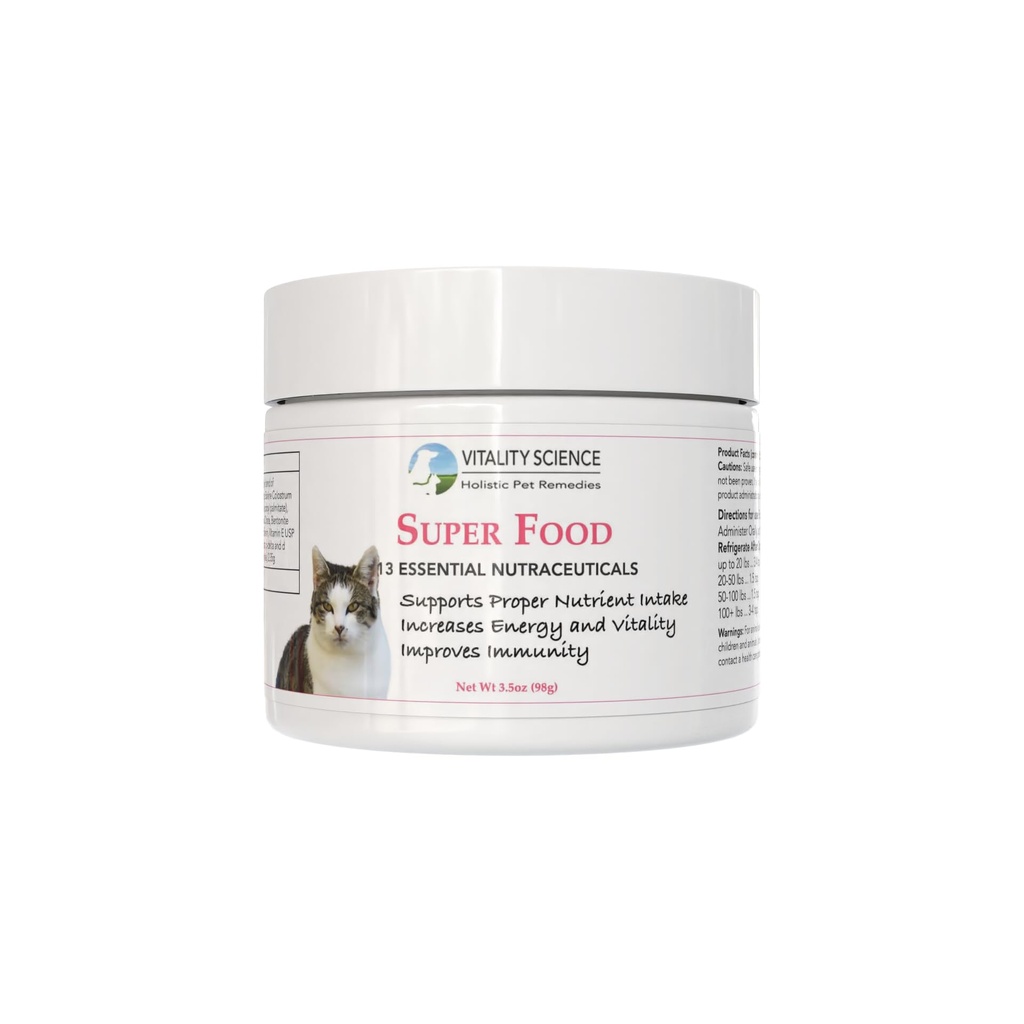 Cats için Vitality Science Super Food | High Potency Multi-Vitamin ve Mineral Supplement | Enerji ve Vitality |% 100 Natural (98g)