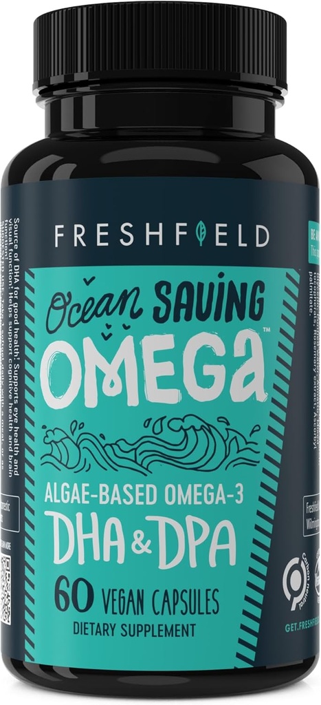Ocean Saving Omega, Algae Omega 3, DHA Supplement, 2-Month Supply, Sustainable Sourced, Highest Levels of DHA per Capsule (440 mg), w/DPA