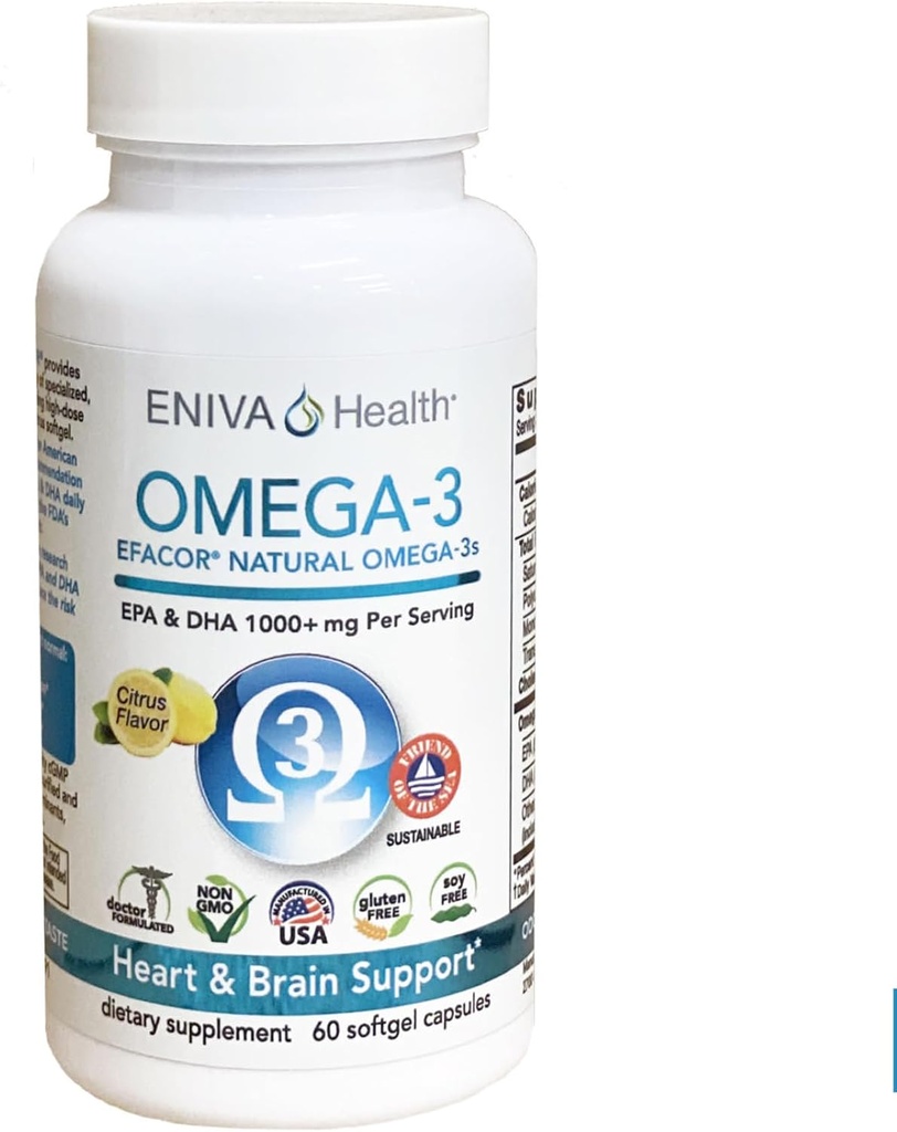Eniva Omega-3 Fish Oil High EPA/DHA Premium Fish Oil Daily Supplement (60 kapak)