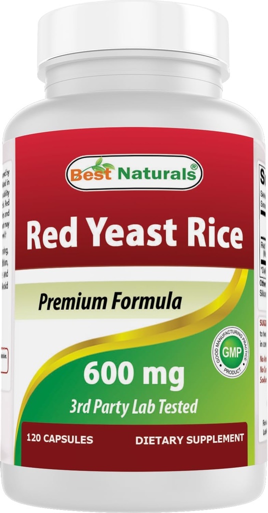 Best Naturals, Red Yeast Rice, 600 mg καψάκια, 120 κάψουλες, 2 καψάκια ανά μερίδα/1200mg ανά μερίδα