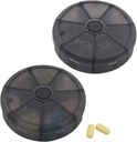 Portreatif Haftalık Pill Organizer 7 Günlük Pills Konteyner, Round Pill Case Travel Friendly, Daily Week Pill Hatırlanmış Vaka, Ted-Free Vitamin, Tamam, Fish Oil, Drug Planlayıcı (Black)