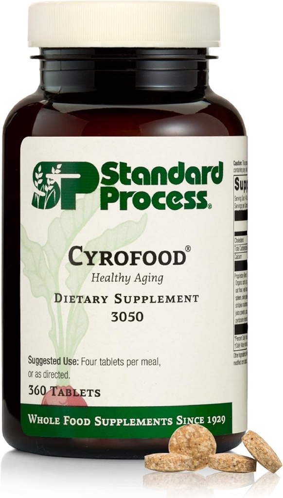 Standard Process Cyrofood - Healthy Γήρανση συμπλήρωμα υποστήριξης - Συμπλήρωμα διατροφής με Bovine Adrenal, Reishi Mushroom Powder, Organic Carrot & More - Ολόκληρο συμπλήρωμα διατροφής - 360 δισκία