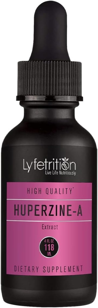 Lyfetrition Huperzine- A Supplement 380 mg, 4 Oz Liquid, 220 Hizmet, ABD'de Made, Quick Abors, Quality Potents, Third-Party Tested, Non-GMO, GMP sertifikalı, Cruelty-Free Products