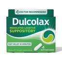 Dulcolax Stimulant Laxative Medicated Suppositories, Predictable & effective Constipation Relief, Bisacodyl 10 mg, 4 Kont Count Count Count Count