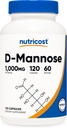 Nutricost D-Mannose 1000 mg In Service, 120 Capsules - 500 mg Per Capsule, Urinary Tract Health, Non-GMO ve Gluten Free