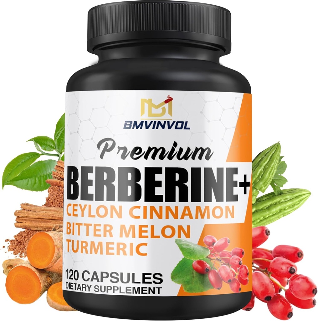 Berberine HCl Supplement, Ceylon Cinnamon ve Turmeric Capsules, Green Tea ve Bitter Melon Capsules - 2 Ay Supply için 120 Capsules