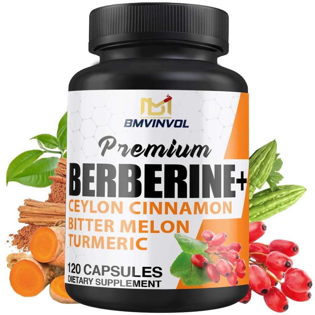 Berberine HCl Supplement, Ceylon Cinnamon ve Turmeric Capsules, Green Tea ve Bitter Melon Capsules - 2 Ay Supply için 120 Capsules