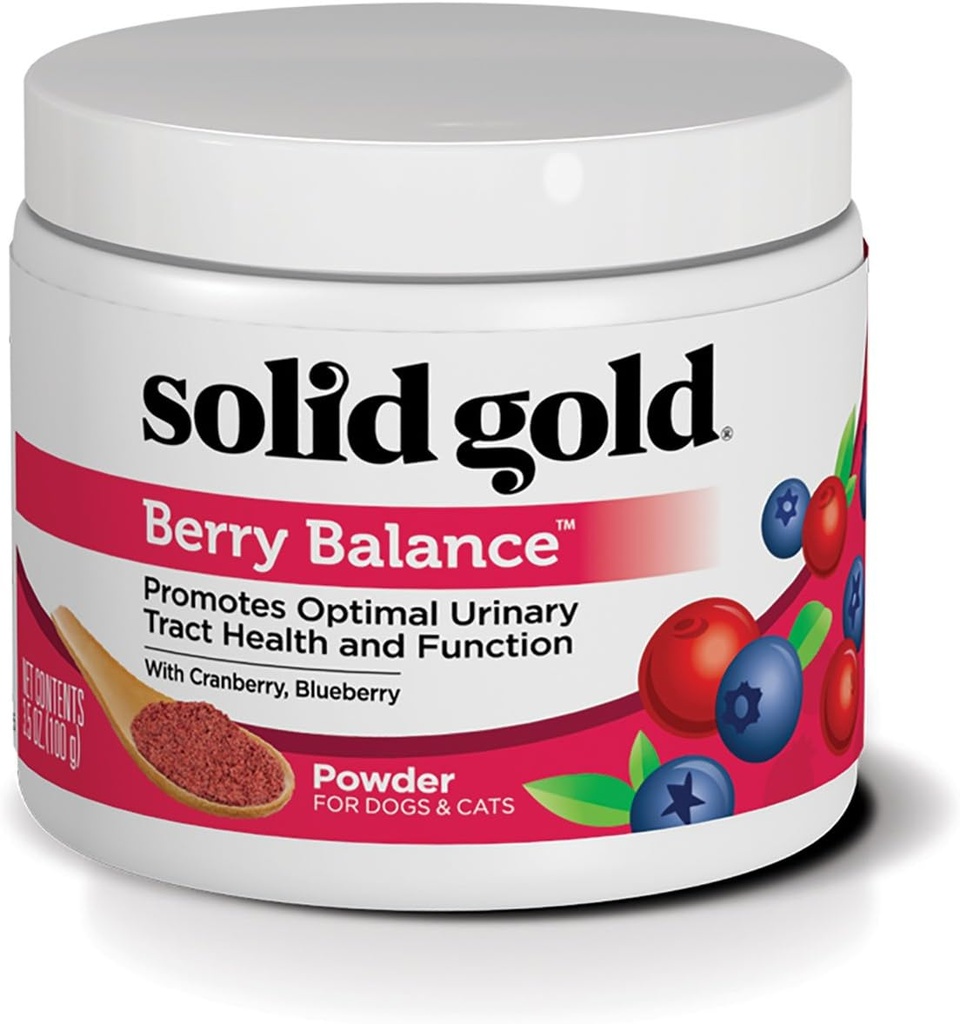 Solid Gold Cat & Dog Βιταμίνες για το UTI - σε σκόνη συμπλήρωμα βατόμουρο για σκύλους & γάτες - Ουρολοίμωξη, Φλεγμονή και Νεφρική Υποστήριξη για σκύλους & γάτες - Cat & Dog UTI Πάνω από το συμπλήρωμα Counter Powder-3.5oz