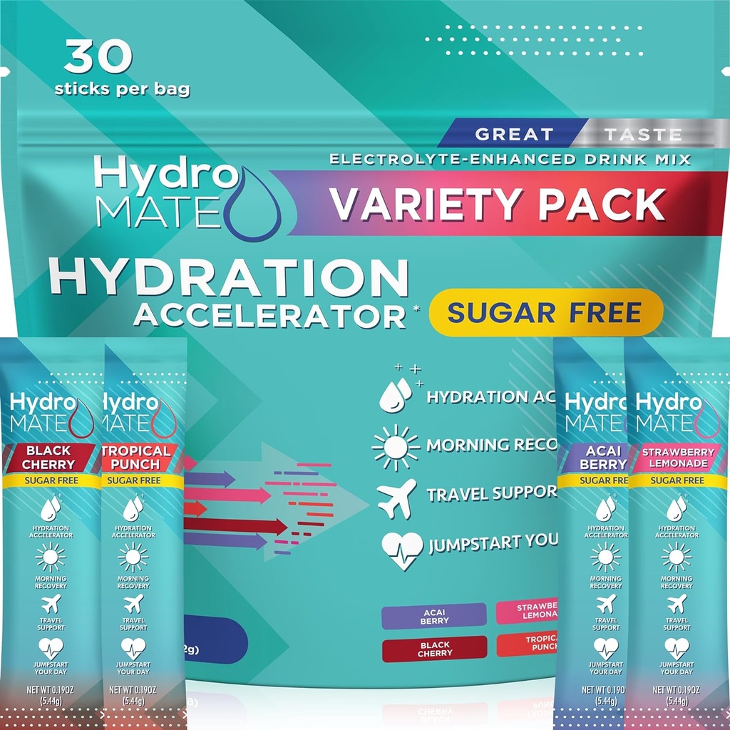 Elektrolyte Toz Sugar-Free Hydration Packets Çeşitli Paket HydroMATE 30 Sticks