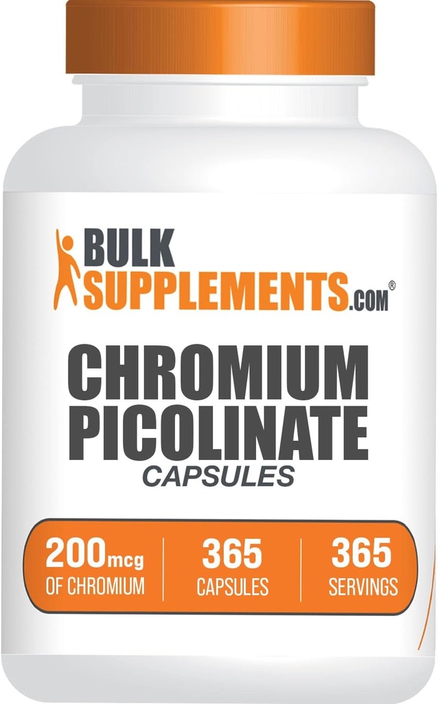 BulkSupplements.com Chromium Picolinate Capsules - Kromium Supplement, Mineral Supplement - Gluten Free, 1 Capsule per Service, 365 Count (Pack of 1)