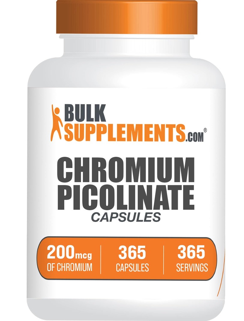 BulkSupplements.com Chromium Picolinate Capsules - Kromium Supplement, Mineral Supplement - Gluten Free, 1 Capsule per Service, 365 Count (Pack of 1)