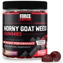 Force Factor Horny Goat Weed Gummies για άνδρες, φυσικό αρσενικό Drive & συμπλήρωμα ζωτικότητας με συστατικά για την ανώτερη απορρόφηση, νοστιμότατο πάθος μούρο γεύση, μαύρο, 90 κόμης