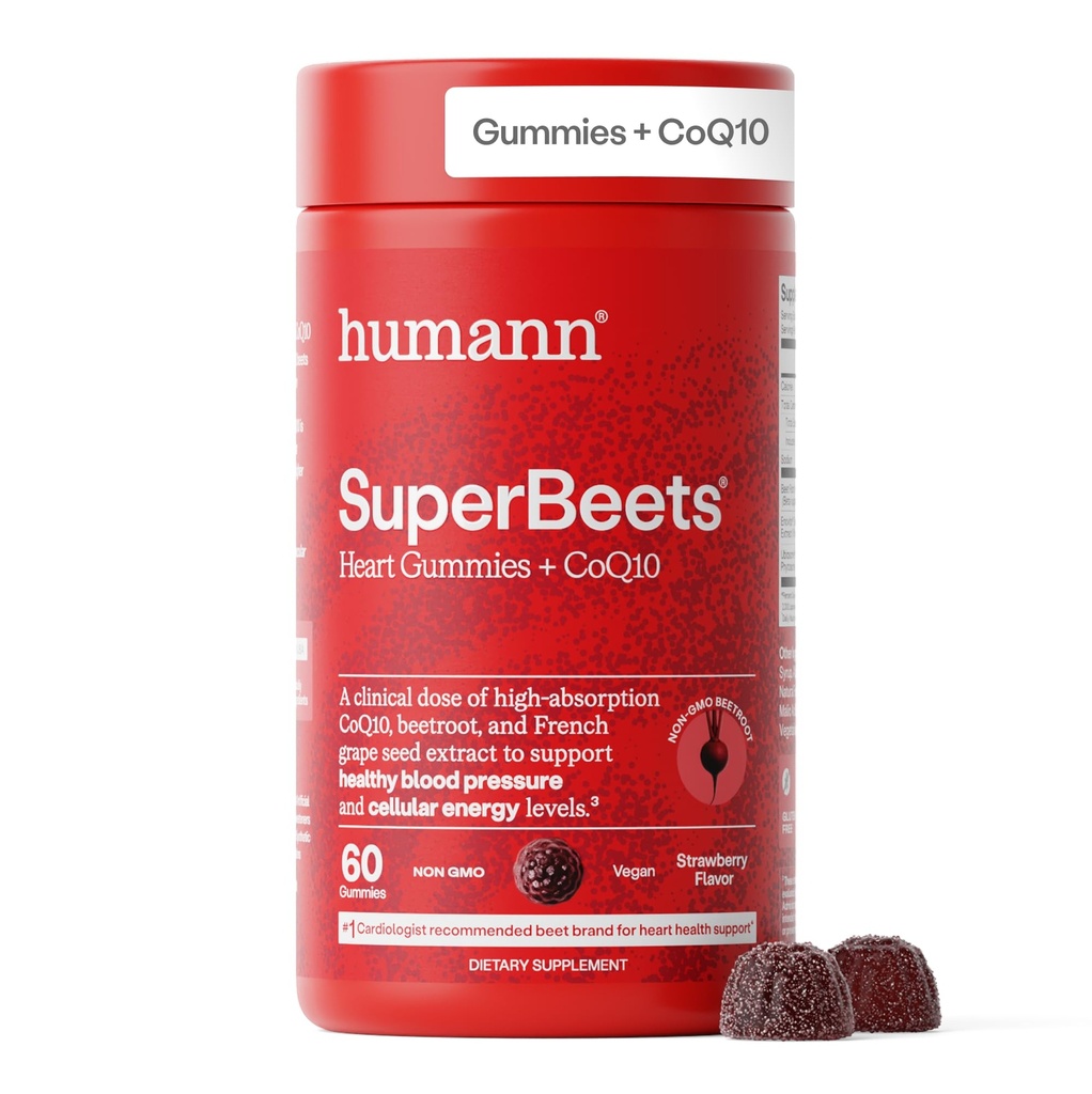 HumanN SuperBeets Heart Gummies Advanced - CoQ10 150 mg Plus Beet Root Toz & Grape Tohum Ekstraksiyonu, SuperBeets Gummy, 60 Kont