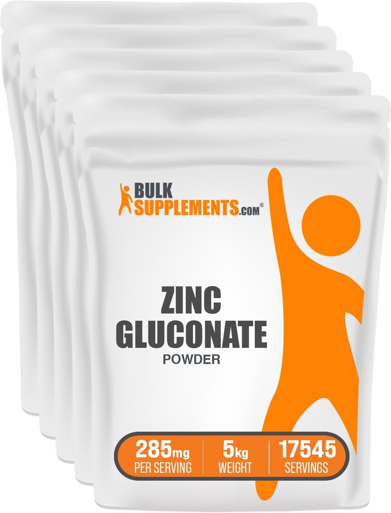 BulkSupplements.com çinko Gluconate Toz - çinko 40 mg, çinko Toz - Immune Desteği için çinko Supplement - Gluten Free, 285mg, 5 kg (11 lbs) (Paket)