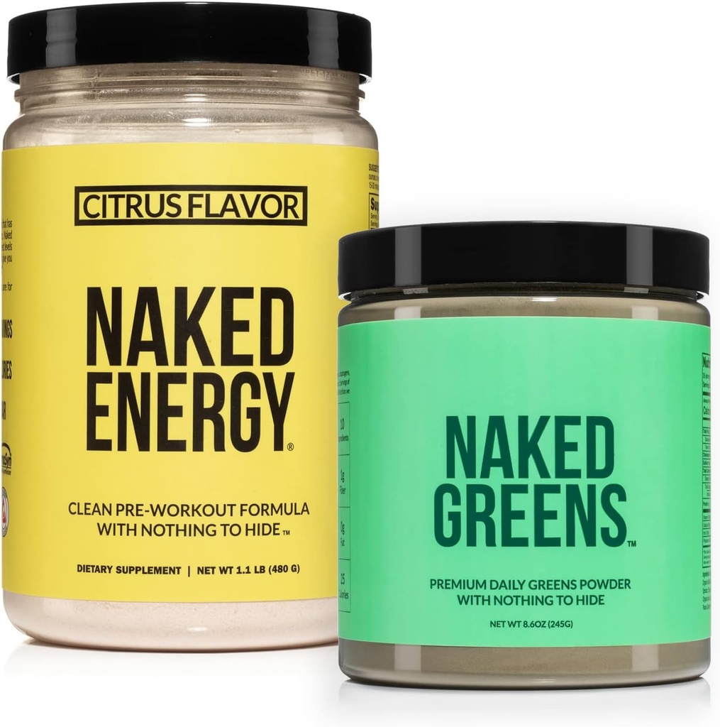 NAKED Vegan Energizing Bundle Citrus Energy Nutrition Super Greens Powder Organic Greens Συμπλήρωμα