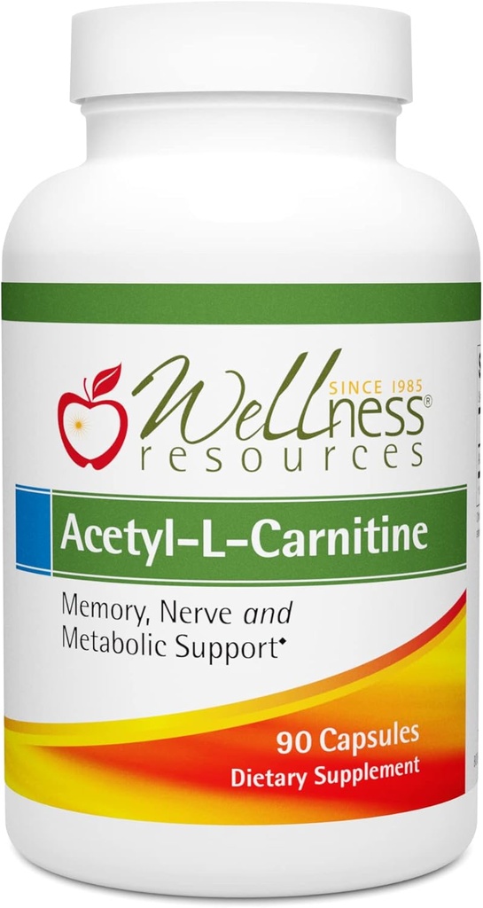 Wellness Kaynakları Acetyl-L-Carnitine (ALC) için Memory, Nerves (500 mg, 90 Capsules)