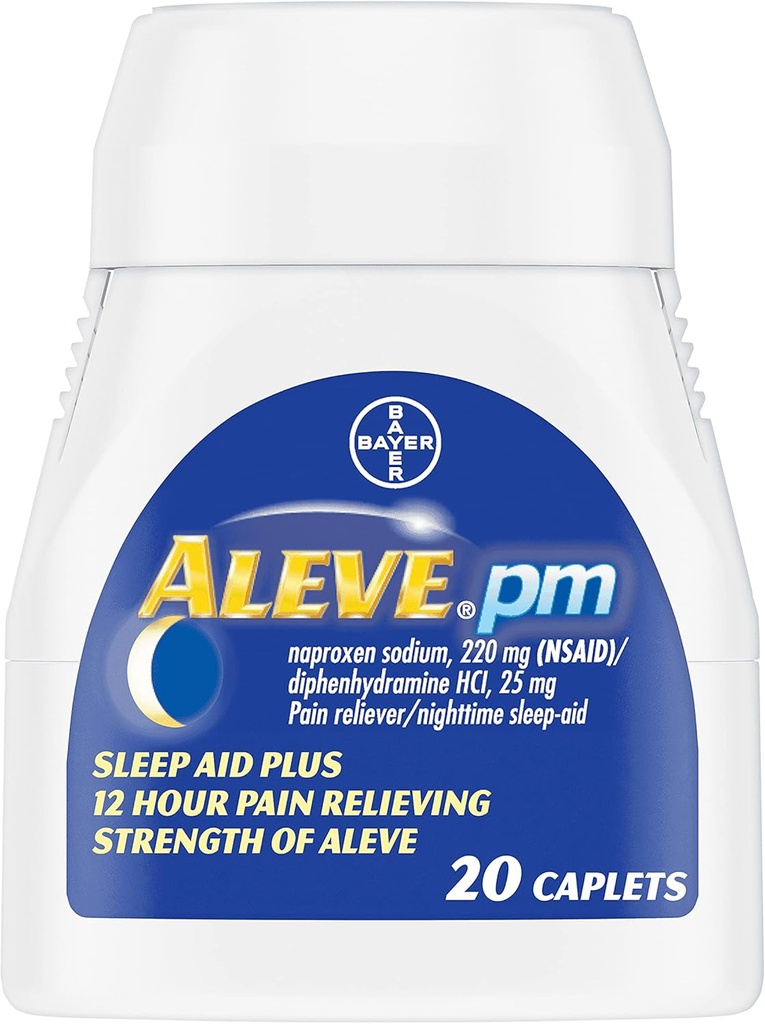 Aleve PM Pain Reliever Nighttime Sleep-Aid Caplets, 20 ea (Görünen 5)