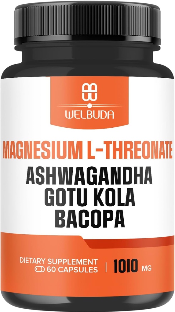Κάψουλες L-Θρεονικού Μαγνήσιου 1010mg - 5in1 με Root Ashwagandha, Gotou Kola Leaf & More - Θετική Τάση, Εγκεφαλική Υγεία, Δυνατότητα Να Θυμάστε, Συγκέντρωση & Υποστήριξη Παραγωγής Ενέργειας - 60 Κάψουλες