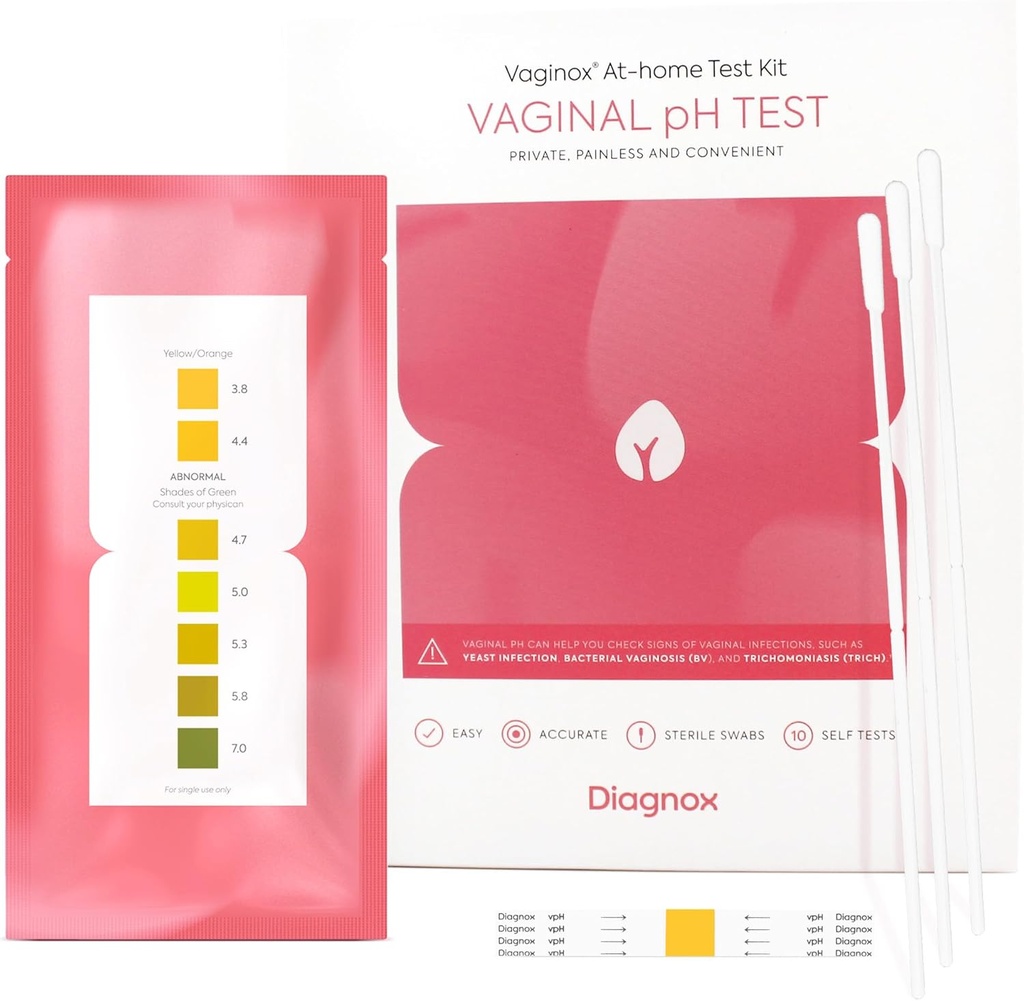 DIAGNOX SA Women Vaginal pH Test Kit | Sterile Swabs | Home Yeast Enfeksiyon Test & BV Test Strips | Hızlı, Doğru, Klinik Grade pH Denge Home Test | FSA / HSA Eable (Pazarlama)
