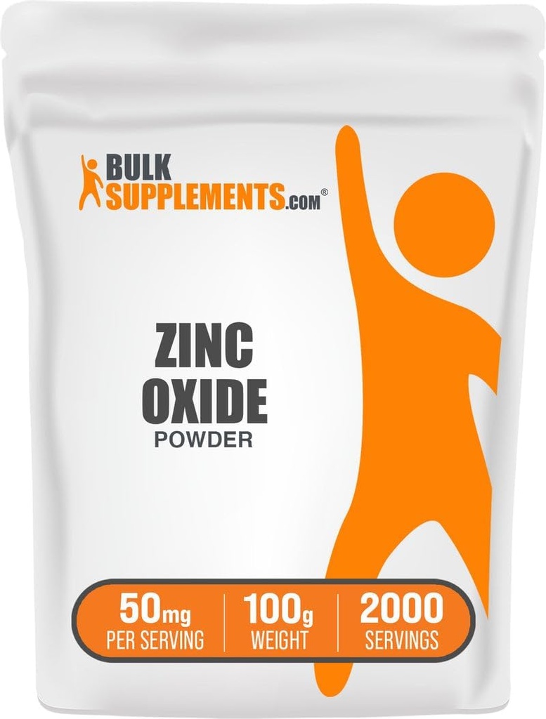 BulkSupplements.com Οξείδιο ψευδαργύρου σκόνη - συμπλήρωμα οξειδίων ψευδάργυρου, συμπλήρωμα ορυκτών για την υποστήριξη του ανοσοποιητικού - Χωρίς γλουτένη, 50mg ανά υπηρεσία, 250g (8,8 oz) (πακέτο του 1)
