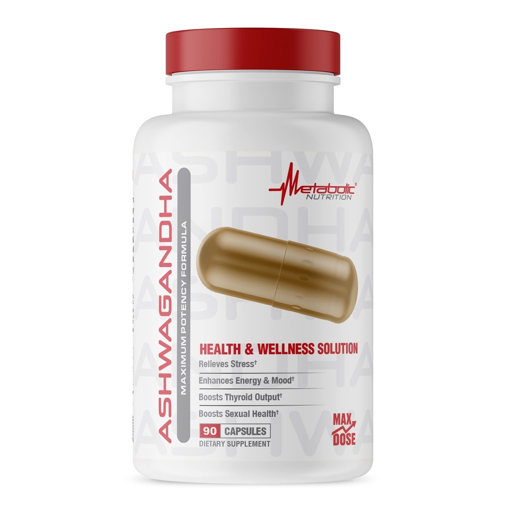 Metabolik Beslenme Ashwagandha 2200mg Organik Ashwagandha Toz ve Siyah Pepper Ekstraksiyon ile yapıldı, 90 Vegan Capusles