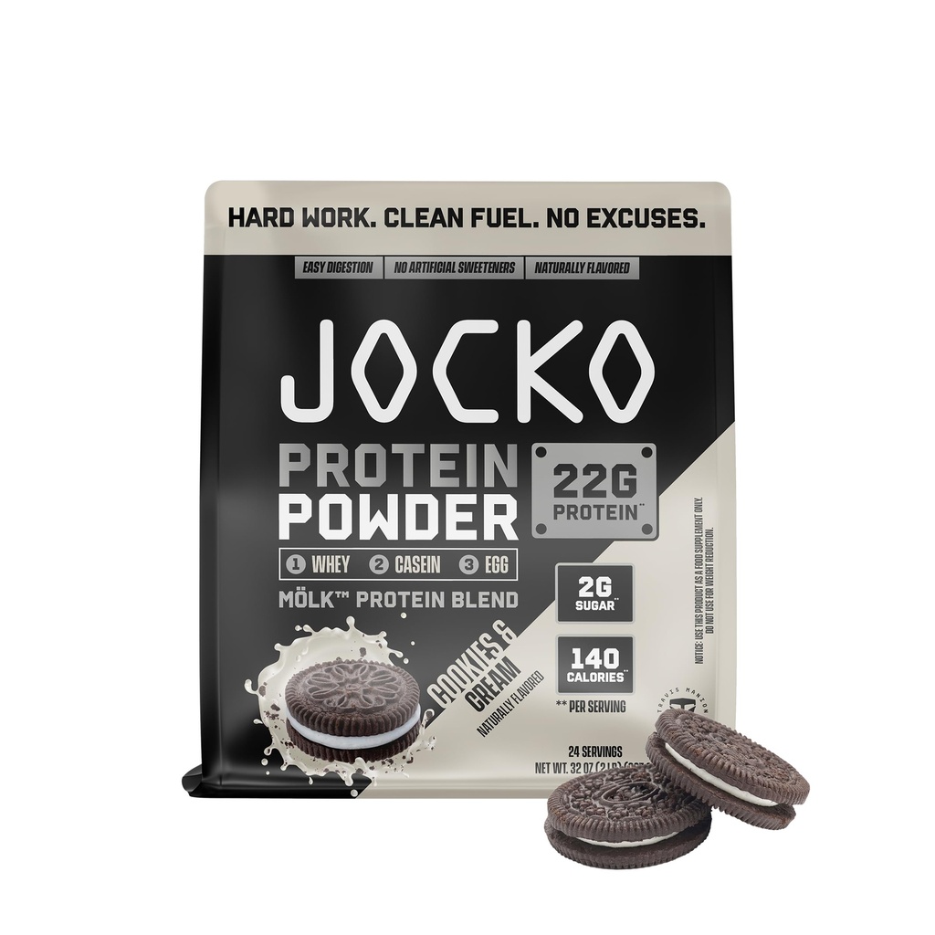 Jocko Yakıt Mölk Whey Protein Tozu - Keto, Probiyotikler, Digestive Enzymes, Amino Asitler, Low Sugar Monk Meyveleri - Destekler Kas Kurtarma ve Büyüme (24 Hizmetler, Kurabiyeler ve Krem)
