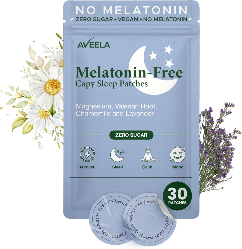 AVEELA Melatonin Free Sleep Patches for Yetişkinler | Doğal Uyku Yardımı | Calm and Relax Patch to Sleep Better | Toxin-Free Sleep Device to Support Quality Sleep and Reduce Fatigue