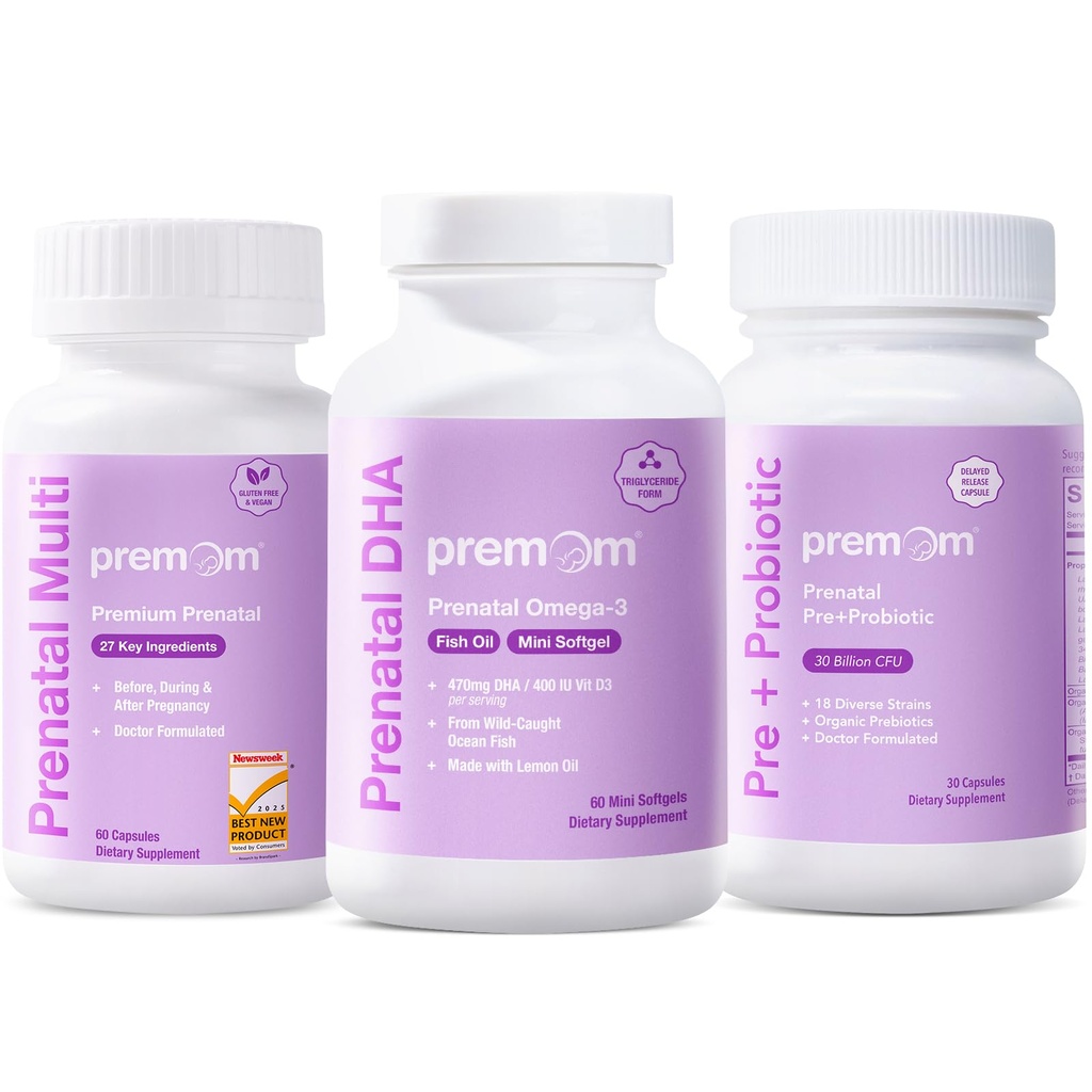 Premom Prenatal Probiyotikler + Prenatal DHA Balık yağı + Prenatal Formula Vitamini