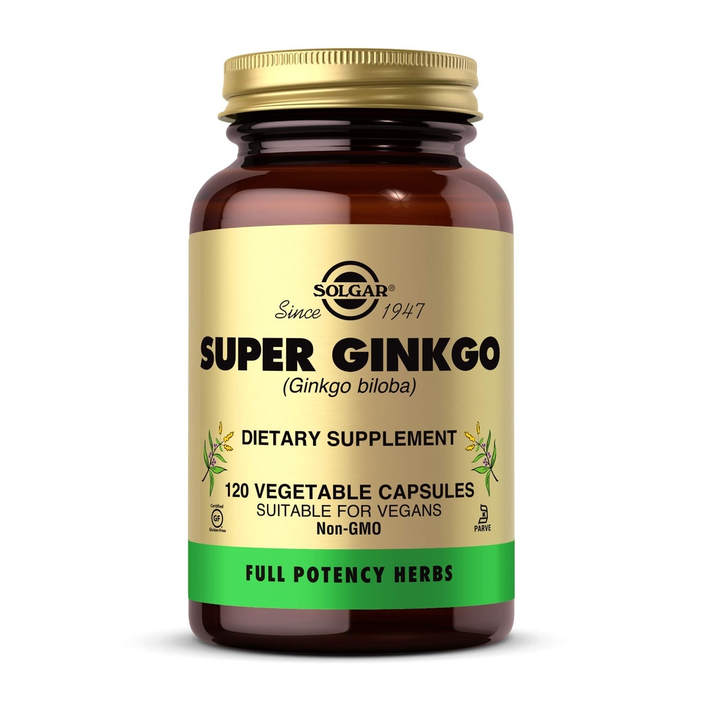 Solgar Super Ginkgo, 120 Sebze Kapsülleri - Tam Potency (FP) - Antioksi & Nervous System Support - Brain Health - Non-GMO, Vegan, Gluten Free, Dairy Free, Kosher - 120 Hizmet