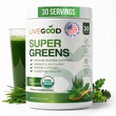 LiveGood Super Greens σκόνη Βιολογικά Superfood με σιτάρι Grass σκόνη, καθημερινή Superfood σκόνη για την υποστήριξη του ανοσοποιητικού, ενέργεια και Detox, Πράσινο χυμό σκόνη συμπλήρωμα (30 εξυπηρετούν), 12.38 Oz