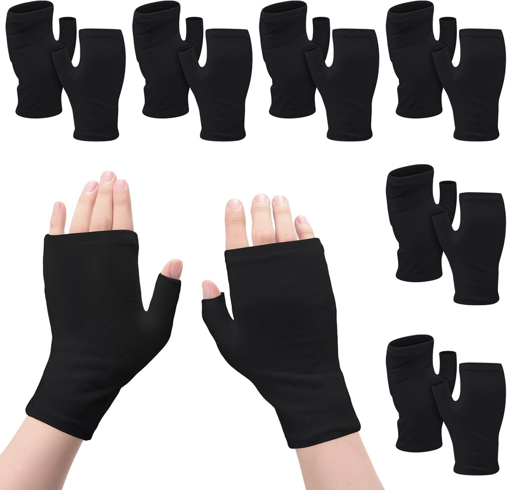 6 Pairs Parmaksız Eczema Bıçakları Geceler boyunca Yetişkinler Cotton için Moisturing (Black)
