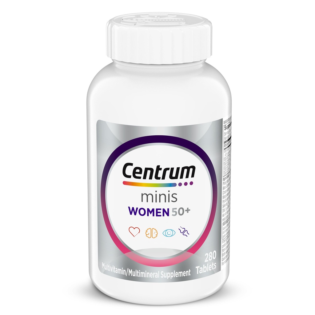 Centrum Minis Silver Women's Multivitamin for Women 50 Plus, Multimineral Supplement with Vitamin D3, B Vitaminleri, Non-GMO Malzemeler, Supports Memory and Cognition in Yaşlı Yetişkinler - 280 Ct