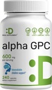Alpha GPC 600 mg Oda başına 240 Capsules – Bio available Choline Replenishment – Nootropic Brain Health Supplements for Memory and Focus – Non-GMO, Gluten Free