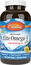 Carlson - Elite Omega-3 Gems, 1600 mg Omega-3 Including EPA and DHA, Norwegian, Wild-Caught Fish Oil Supplement, Sustainably Sourced, Lemon, 180 Softgels
