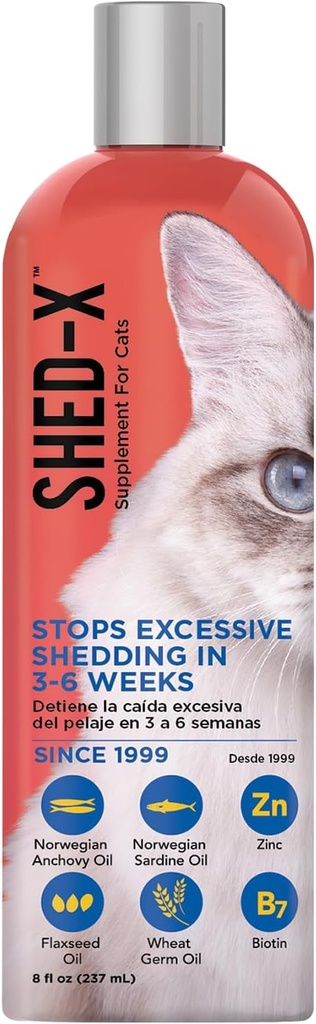 Shed-X Liquid Cat Supplement, 8oz –% 100 Doğal – Shed Defender, Temel Şişmanlık asitleri, Vitaminler ve Mineraller ile Kedi Eklemelerine Yardımcı Oldu