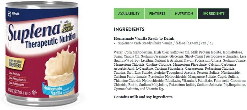 Carb Steady Beslenme Supplement ( SUPLENA W/CARB STEADY, VAN, 8OZ CAN) 24 Her / Vaka