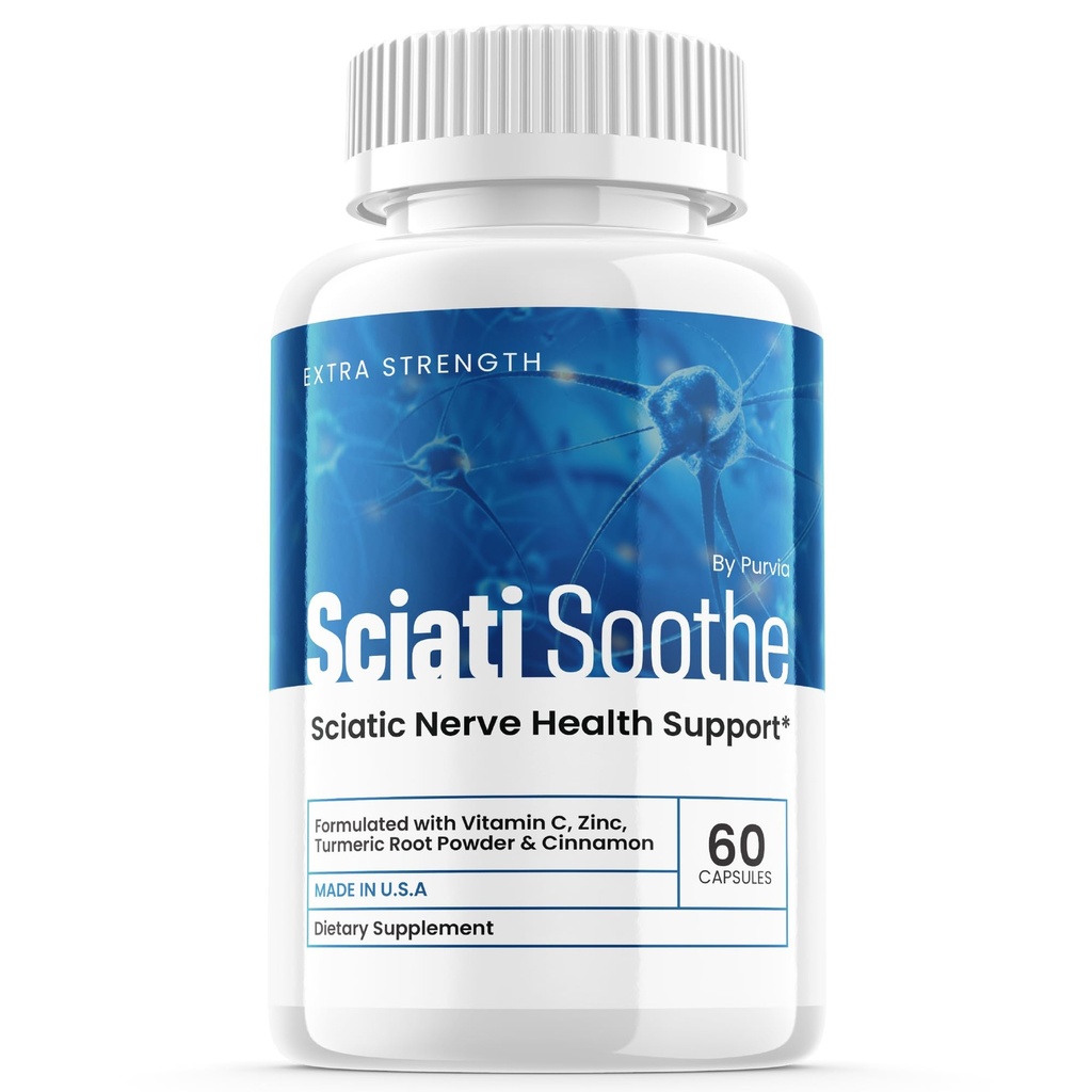 Sciatisoothe Supplement for Sciatia, Sciati Soothe Nerve Health, Sciatisoothe Capsules Vitamins, Sciatisoothe Advanced General Wellness Support maximum Strength Formula Made in USA (60 Capsules)