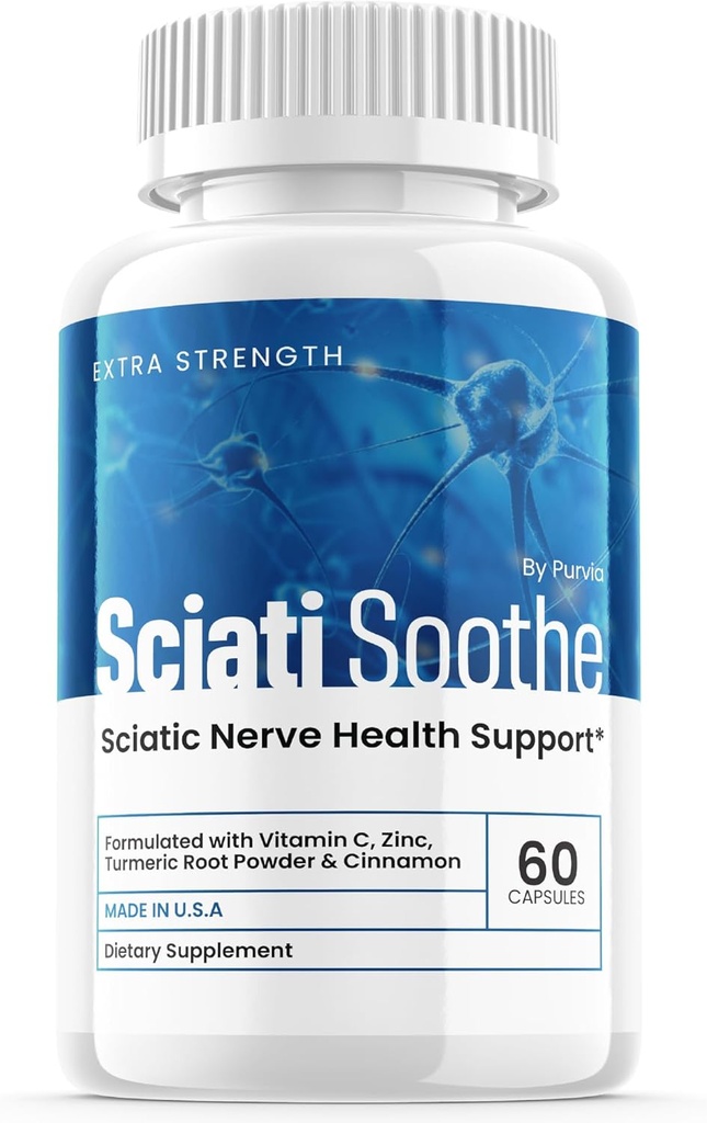 Sciatisoothe Supplement for Sciatia, Sciati Soothe Nerve Health, Sciatisoothe Capsules Vitamins, Sciatisoothe Advanced General Wellness Support maximum Strength Formula Made in USA (60 Capsules)