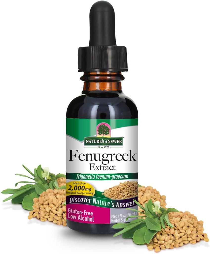 Doğa'nın Yanıtı Fenugreek Tohumu Organik Alkolle, 1-Fluid Ounce | Kadın Reproductive Support | Mothers | Lactation Support | Natural Menopause Aid (Pack of 1)