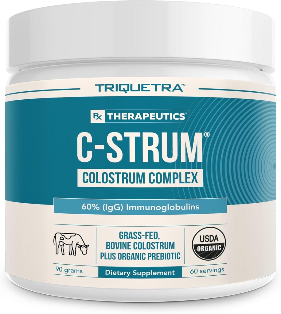 C-Strum® Βιολογικό πρωτόγαλα βοοειδών σκόνη, 60% igG, πρώτη άρμεξη, Grass Fed, Max Strength Colostrum Supplement from German Dairy Cows - Gut, Immunity, Skin & Hair Support (60 μερίδες)