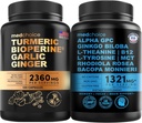 MEDCHOICE Turmeric & Ginger (120ct) and Nootropic Brain (60ct) Supplement Sche - Wellness Duo for Common, Digestion, Brain, & Mood Support - Vegan, Non-GMO, Gluten-Free