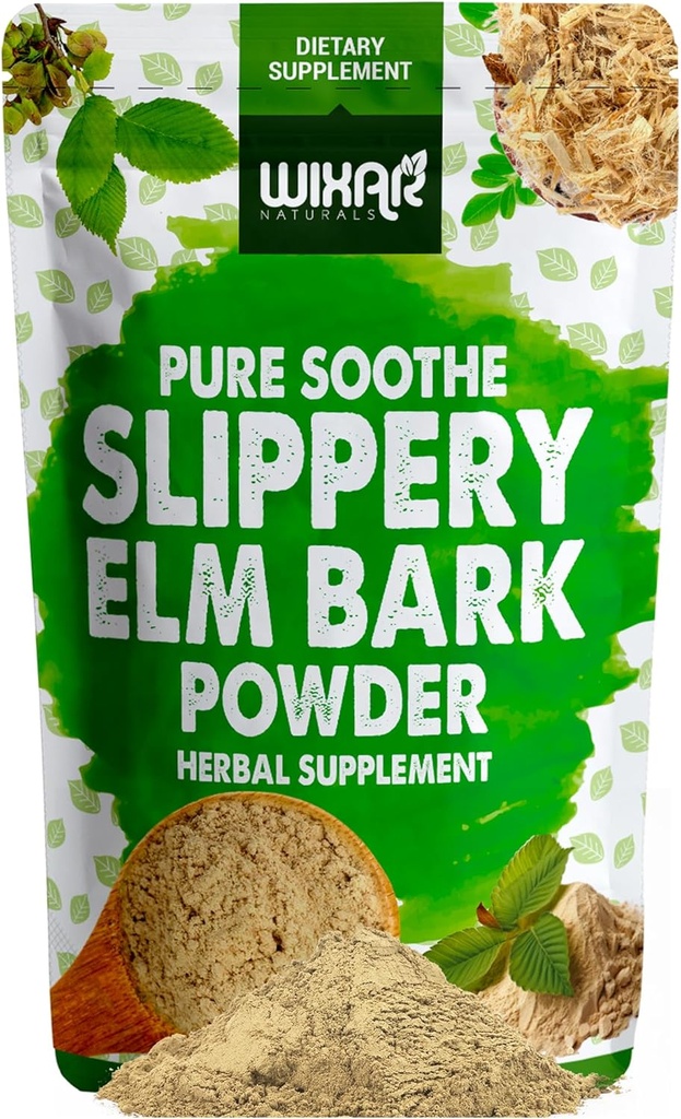 WIXAR Terpery Elm Bark Toz - Soothe Digestive Health, Sore Throat, Asit Reflux - İç Bark, Doğal & Gluten-Free Meeting, GMO-Free, Vegan Dostu - Herbal Supplement Toz - 5oz