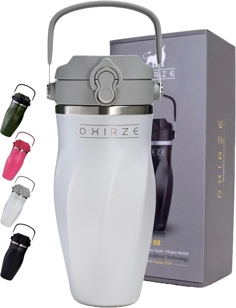 Protein Mixes için Shaker Şişe - Çift Duvar paslanmaz Çelik, Shakes, Smoothies, Cocktails -Leak-Proof, 26oz, Copper-I İzole Blender Kupası, BPA-Free No Mix Tools Needed, (Arctic Pearl)