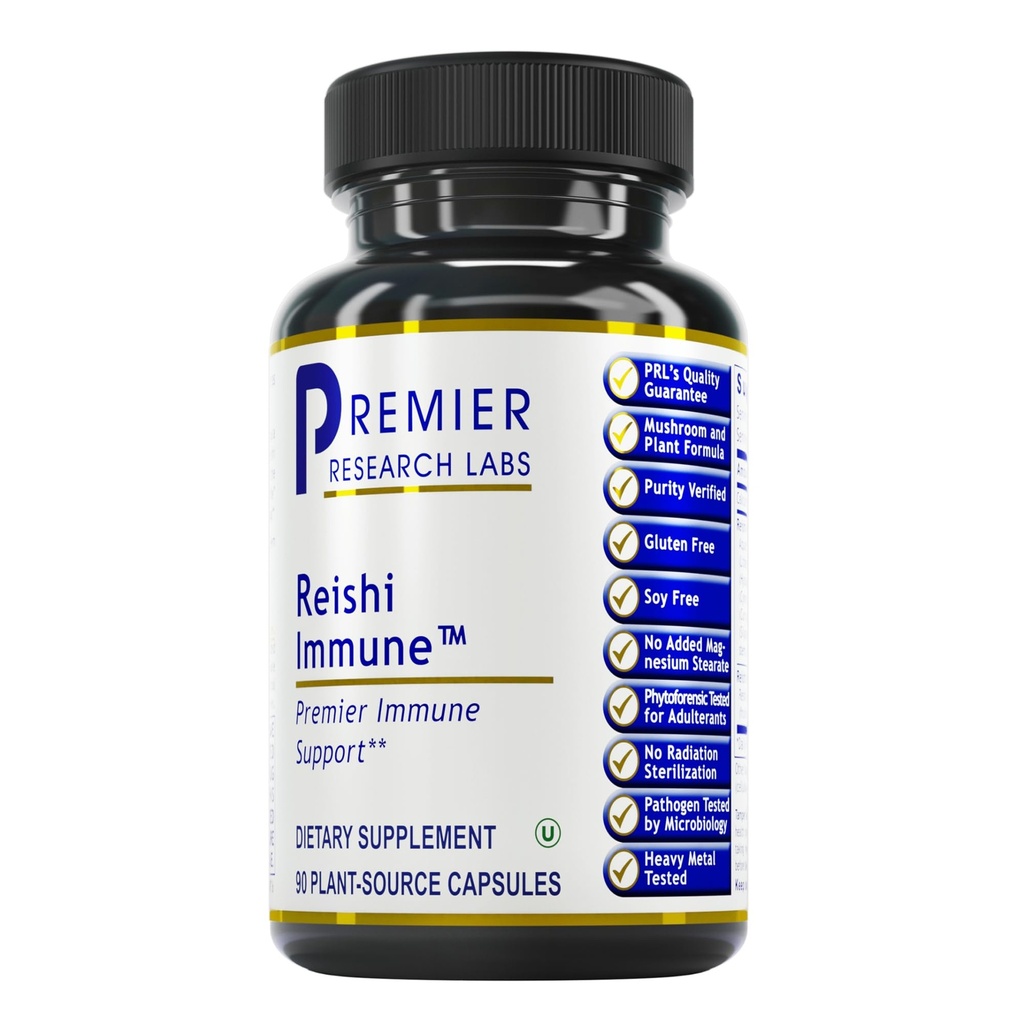 Premier Research Labs Reishi Immune Support Supplement - Κάψουλες Reishi Mushroom, Βιολογικό εκχύλισμα Reishi Mushroom για γυναίκες και άνδρες, Περιέχει κόκκινα φύκια, κουρκουμά, γαϊδουράγκαθο γάλακτος - 90 κάψουλες Pure Vegan
