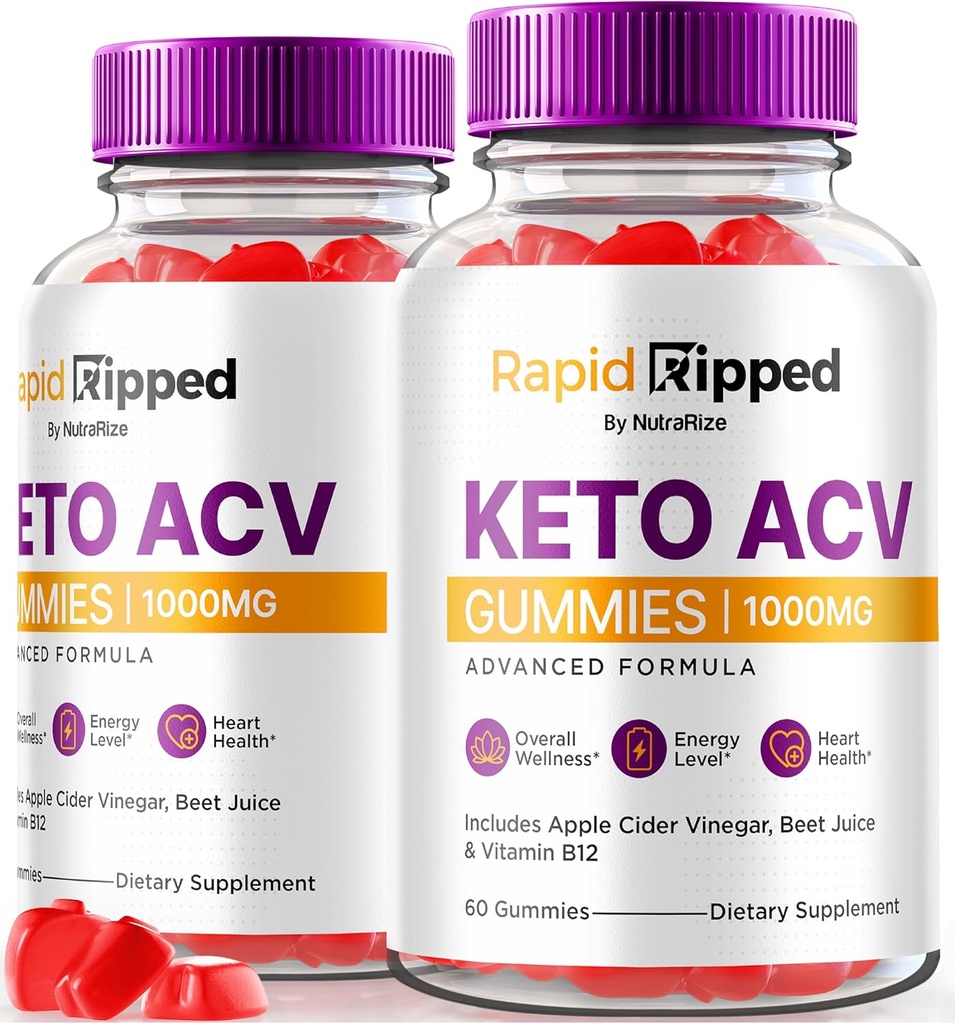 NutraRize (Pack of 2 Rapid Ripped Keto ACV Gummies 1000 MG, All Natural Apple Cider Vinegar Gummy Pills, maksimum Güçlü Vitaminler, Yorumlar (120 Gummies)
