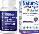 Nature's Perfect Night Sche | Melatonin 5mg | Çocuklar Melatonin 1mg | 200 Kont | 100 Count | Sugar Free | Gluten Free | Non-GMO | Vegan